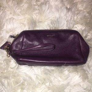Coach Purple Leather Wristlet Clutch